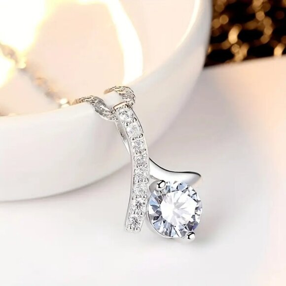 925 Sterling Silver Womens 2ct Diamond Pendant Necklace Ladies New 16 18 Jewelry